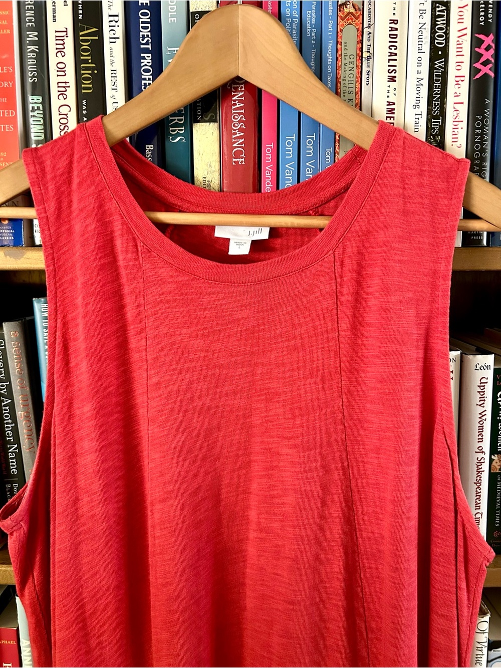 J Jill Coral Red Sleeveless POCKETS Swing A-line Tank Dress, size L - Picture 2 of 10